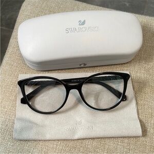 Swarovski SK 5258 Black Eyeglasses with Case and Cleaning Cloth